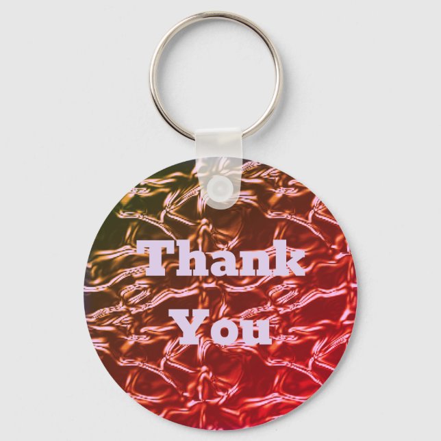 Thank You Bright Pink Metallic Shiny Abstract Keychain (Front)