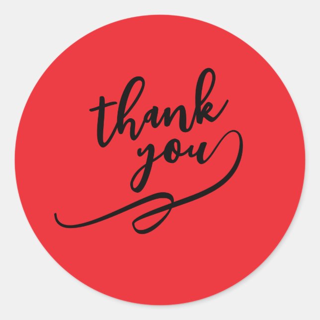 Thank You Bright Red Classical Unique Simple Classic Round Sticker (Front)