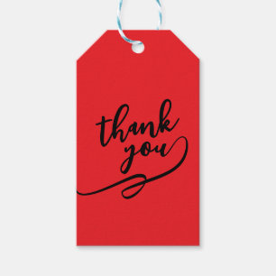 Thank You Bright Red Classical Unique Simple Gift Tags