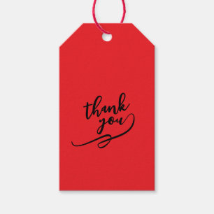 Thank You Bright Red Classical Unique Simple Gift Tags