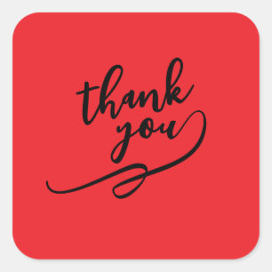 Thank You Bright Red Classical Unique Simple Square Sticker