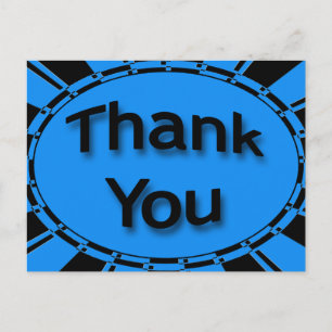 Thank You bright turquoise blue black Postcard