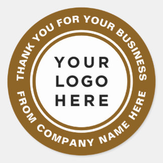 Thank you brown borders white background classic round sticker