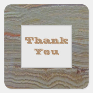 Thank You Brown Grey Nature Photo Striped Onyx Square Sticker