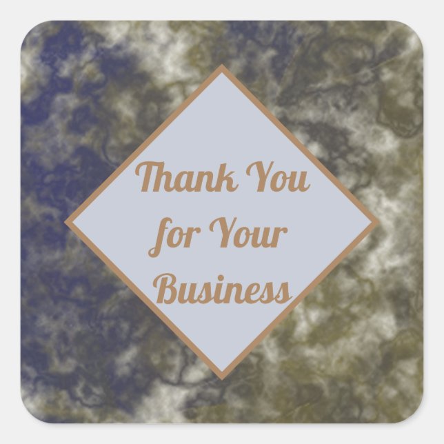 Thank You Business Blue Gold Customer Appreciation Square Sticker (Front)