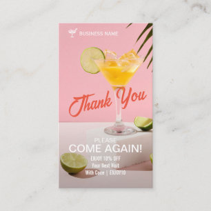 Thank You   Business Cocktail Modern Pink Discount Card