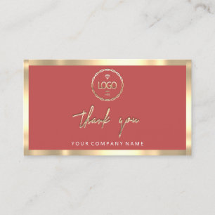 Thank You Business Insert Logo Gold Frame Rose