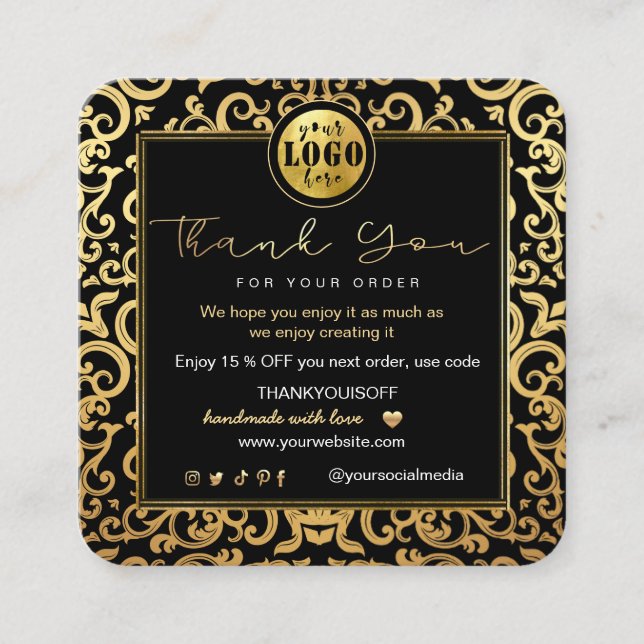 Thank You Business Insert Logo Gold Luxury Frame  (Front)