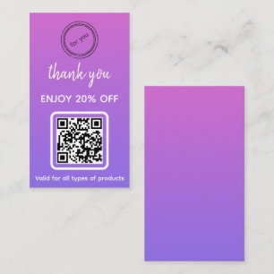 Thank You   Business Logo Minimalist QR Code  Discount Card
