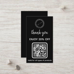 Thank You   Business Logo Minimalist QR Code  Discount Card