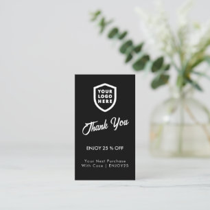 Thank You Business Logo Modern Black Discount Card