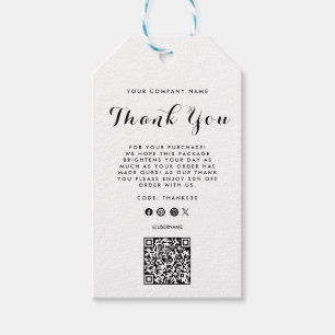 Thank You Business Logo QR Code Label Hang Tag