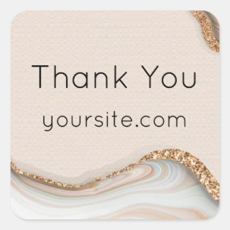 Thank You Business Modern Glitter Design Square Sticker