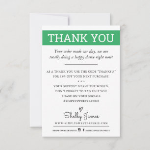 THANK YOU business order insert modern green