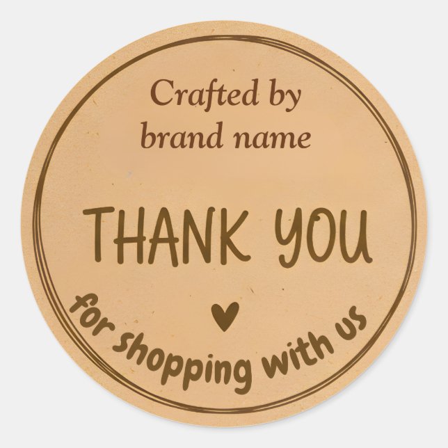 Thank You Business Sticker with brand name (Front)