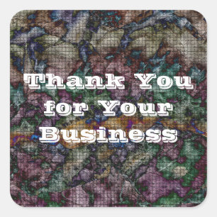 Thank You Business Tie-Dye Rainbow Colours Abstrac Square Sticker