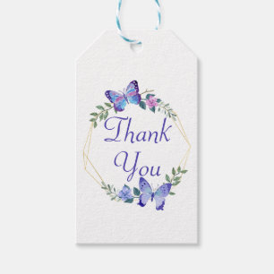 Thank You Butterflies Blue Butterfly Floral Thanks Gift Tags