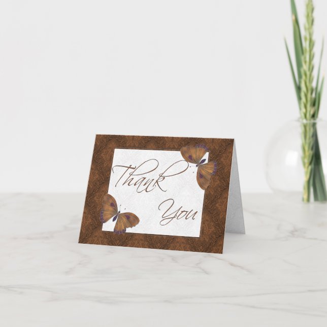 Thank You Butterfly Brocade brown Card (Front)