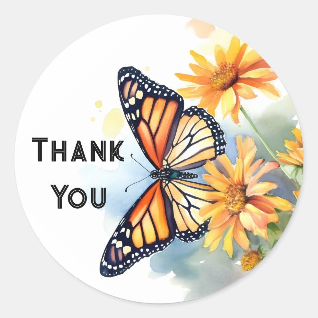 Thank You Butterfly  Classic Round Sticker (Front)