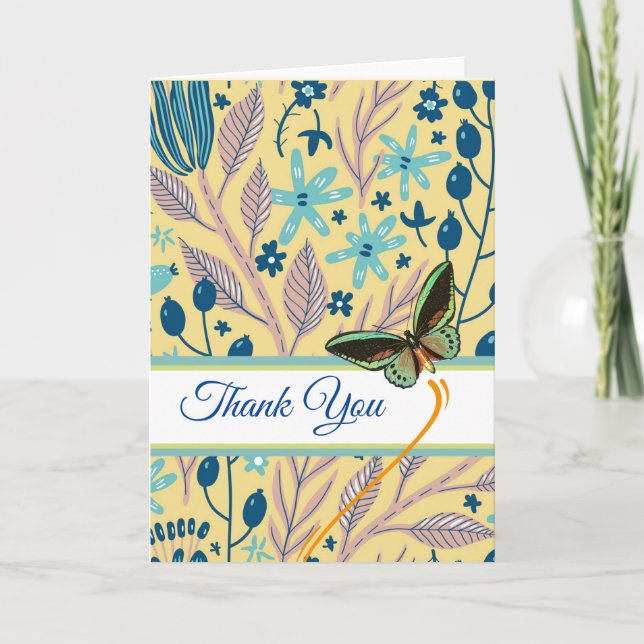 Thank You Butterfly in Flight and Florals  (Front)
