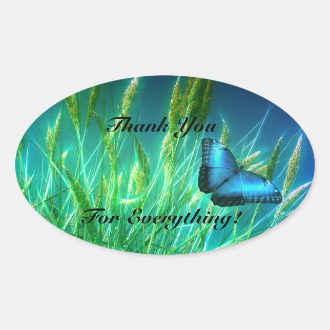 Thank-You Butterfly Oval Sticker (Front)