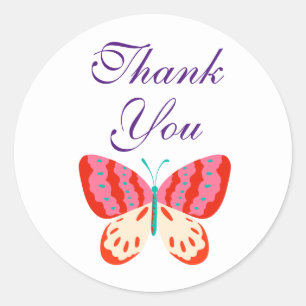 Thank You Butterfly Round Stickers