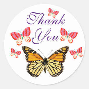 Thank You Butterfly Round Stickers