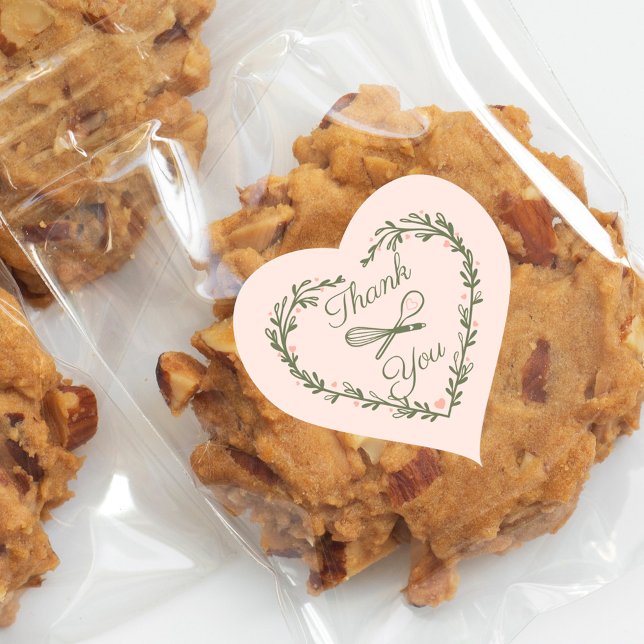 Thank You Cake Bakery Business Wreath Whisk Spoon Heart Sticker (Thank You Cake Bakery Business Wreath Whisk Spoon Heart Sticker)