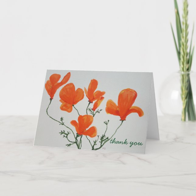 Thank you California Poppy Card (Front)