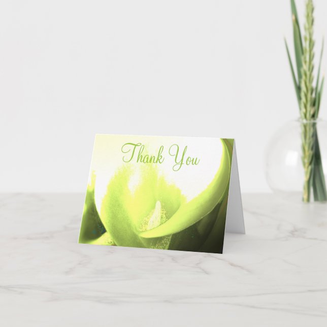 Thank You Calla Lily  Yellow golden Lime Card (Front)