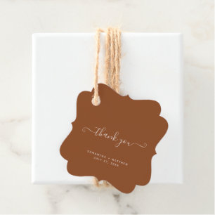 Thank You Calligraphy Script Terracotta Wedding Favour Tags