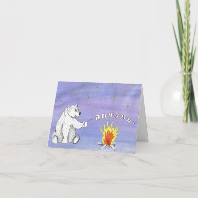 Thank You Camping Bear Holiday Card (Front)