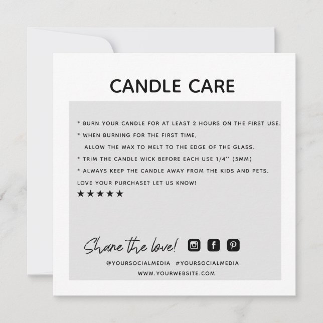 Thank You Candle Care Order Business Card (Front)