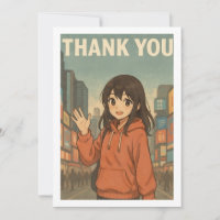 Thank You Card - Anime Girl in Times Square