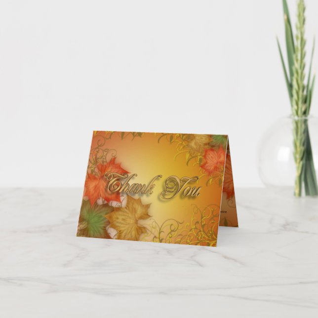 Thank you card Autumn Fall leaves (Front)