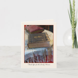 Thank You Card Beautiful Flowers, Vintage Bible