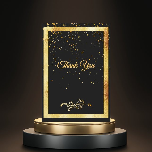 Thank you card birthday black gold confetti (Creator Uploaded)