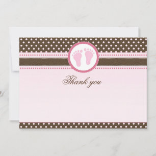 Thank you card blank pink brown baby shower