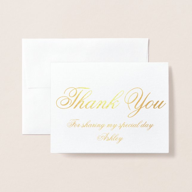 Thank You Card-Custom Name Foil Card (Front With Envelope)