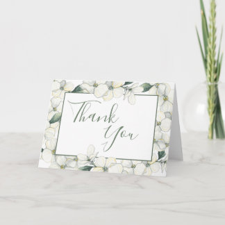 Thank you card, dogwood flowers, grey sage, card