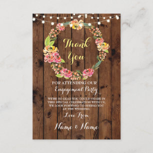 Thank You Card Engagement Floral Wedding Wood