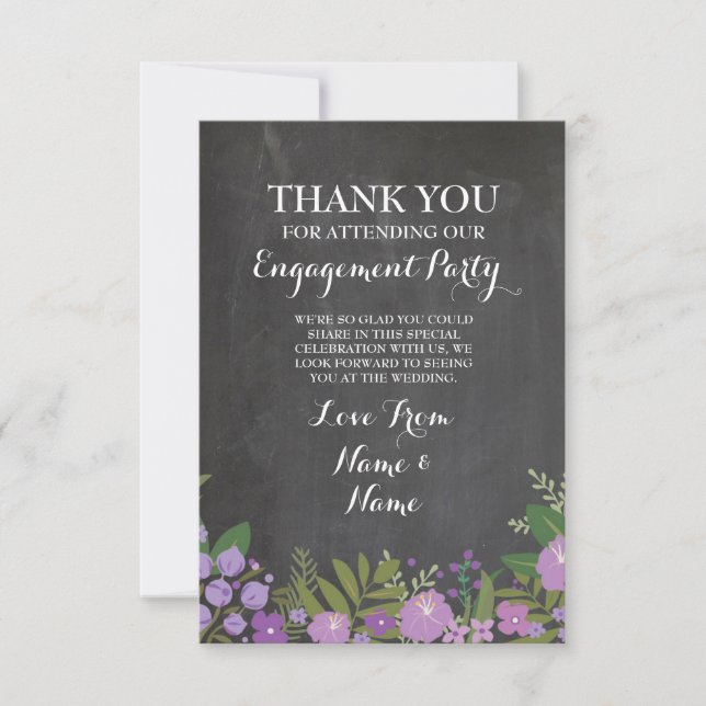 Thank You Card Engagement Wedding Chalk Floral (Front)