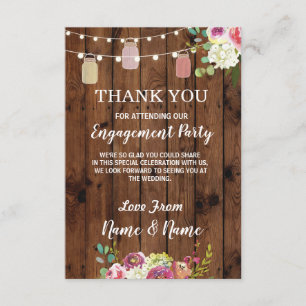 Thank You Card Engagement Wedding Jars Floral