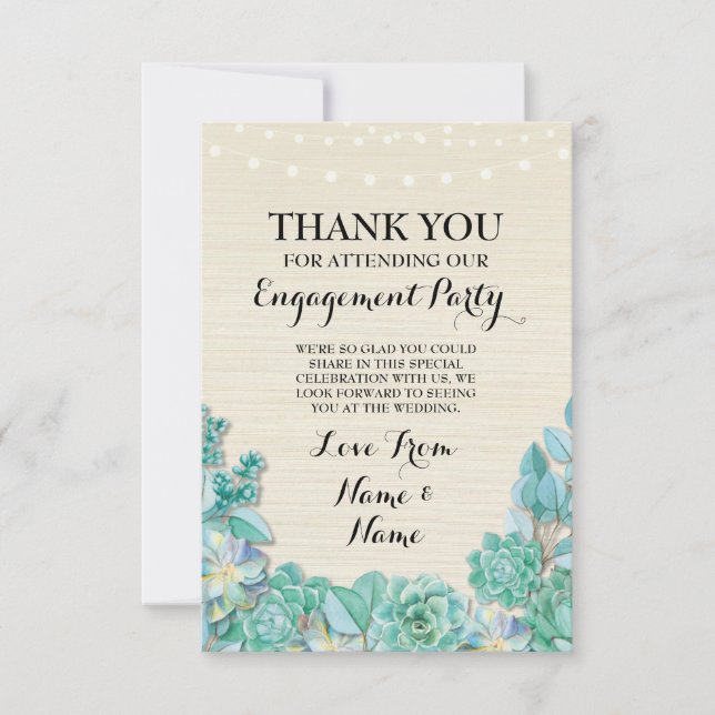 Thank You Card Engagement Wedding Succulent Floral (Front)