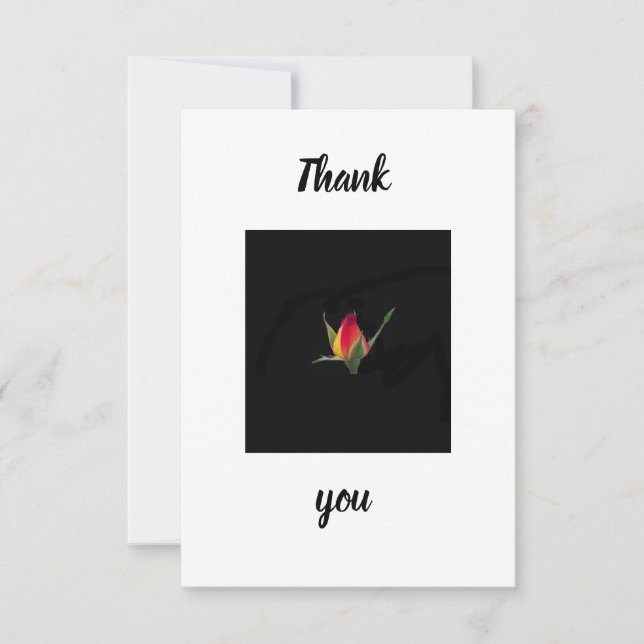 Thank you card featuring rose bud (Front)
