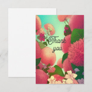 Thank you card flowers pink fuchsia