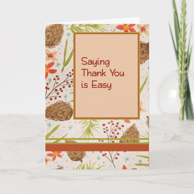 Thank You Card for Co-Worker, Pine Cones & Berries (Front)