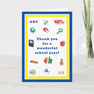 Thank you card for elementary school teacher