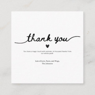 Thank You Card For Pet Caregivers Black & White