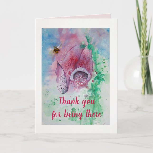 Thank you card, Foxglove and Bee Card (Front)